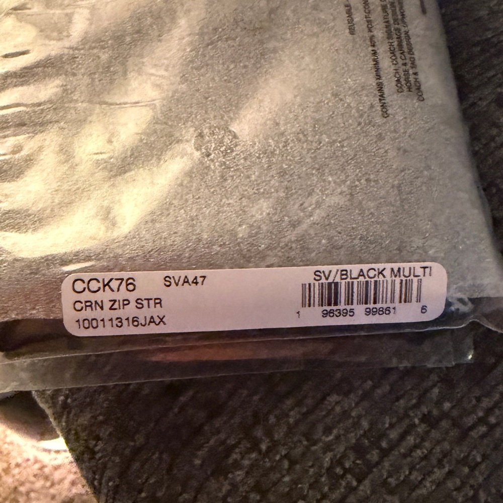 Coach Corner Zip Wristlet in Star Print Silver/Black Coated Canvas & Leather NWT - Picture 7 of 16